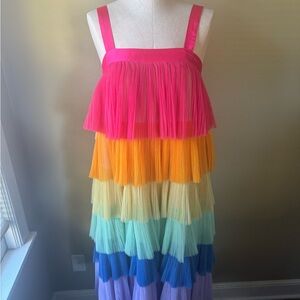 Anthropologie Hutch Rainbow Tiered Tulle Dress